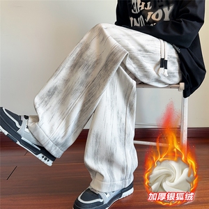 K108 常规TP30控59L加绒TP40控69 扎染直筒休闲裤男长裤宽松裤子图片
