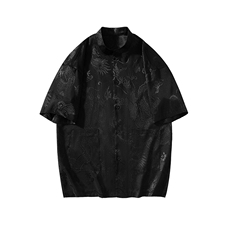 特批P35无差价25夏新中式冰丝暗龙纹薄款风短袖衬衫男士CD2262，男装T恤，电商A001