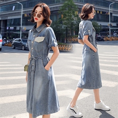 连衣裙时尚潮流舒适短袖2021年夏季中长款休闲优雅，女装连衣裙，钱塘布衣