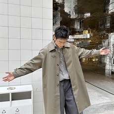 老钱风高端中长款宽松韩版大衣外套风衣男A236-FY5055-P100，男装风衣，电商A236