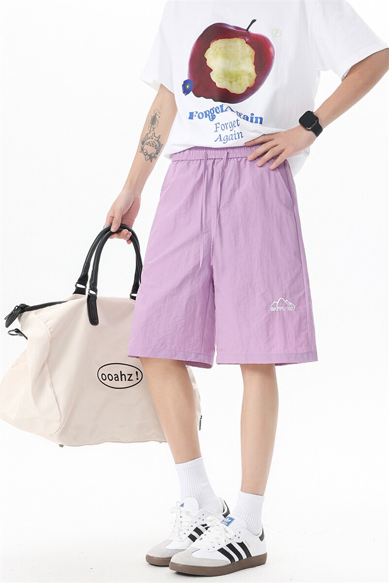 8XL-M夏季凉感冰丝速干短裤男透气五分休闲裤宽松刺绣DK1537P35,男装牛仔裤,电商D206-1