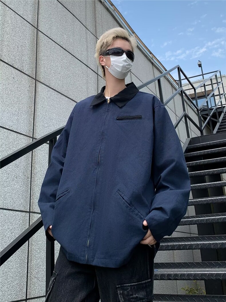 2024纯棉翻领外套潮牌运动美式复古设计感小众夹克WT447-P75,男装夹克,星座313A-2