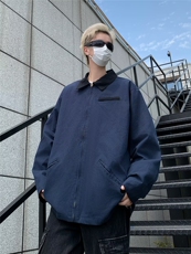 2024纯棉翻领外套潮牌运动美式复古设计感小众夹克WT447-P75，男装夹克，星座313A-2