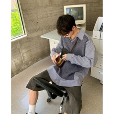 春秋港风潮流针织衫男学院风毛织背心无袖坎肩马甲毛衣M3347，男装针织衫/毛衣，星座1116A（原606A-3）