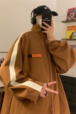 JK9037/P65春装新款个性魔术贴立领两面穿夹克男防水冲锋衣外套，男装夹克，电商A141