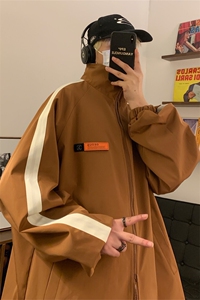 JK9037/P65春装新款个性魔术贴立领两面穿夹克男防水冲锋衣外套图片