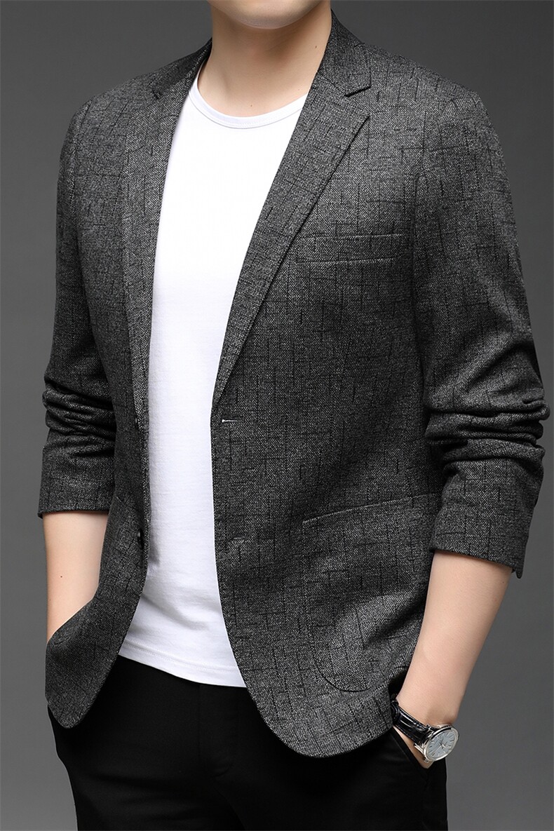 秋季男装商务休闲西服中年纯色单西外套上衣宽松外套HB21827-P165，男装西服，电商B212（原钱塘6029）