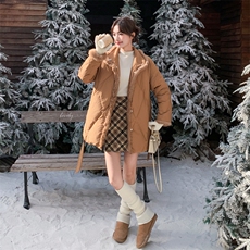 新款，，绗线显瘦拼毛毛羽绒服5582-P295-K448，女装羽绒服，2C305