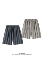 抖音品质夏季新款日系复古条纹冰丝短裤男宽松休闲-A2126TP22控38，男装牛仔裤，电商B241