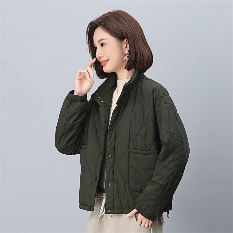 时尚立领拼接针织棉服宽松显瘦保暖外套,女装棉衣/棉服,叶笙衣