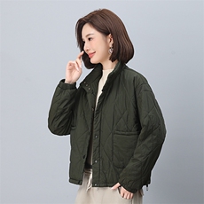 时尚立领拼接针织棉服宽松显瘦保暖外套，女装棉衣/棉服，叶笙衣