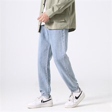 2022！男女直筒港风宽松阔腿松紧腰牛仔裤D888款P32元，男装牛仔裤，星座1202-3（原1218-3）