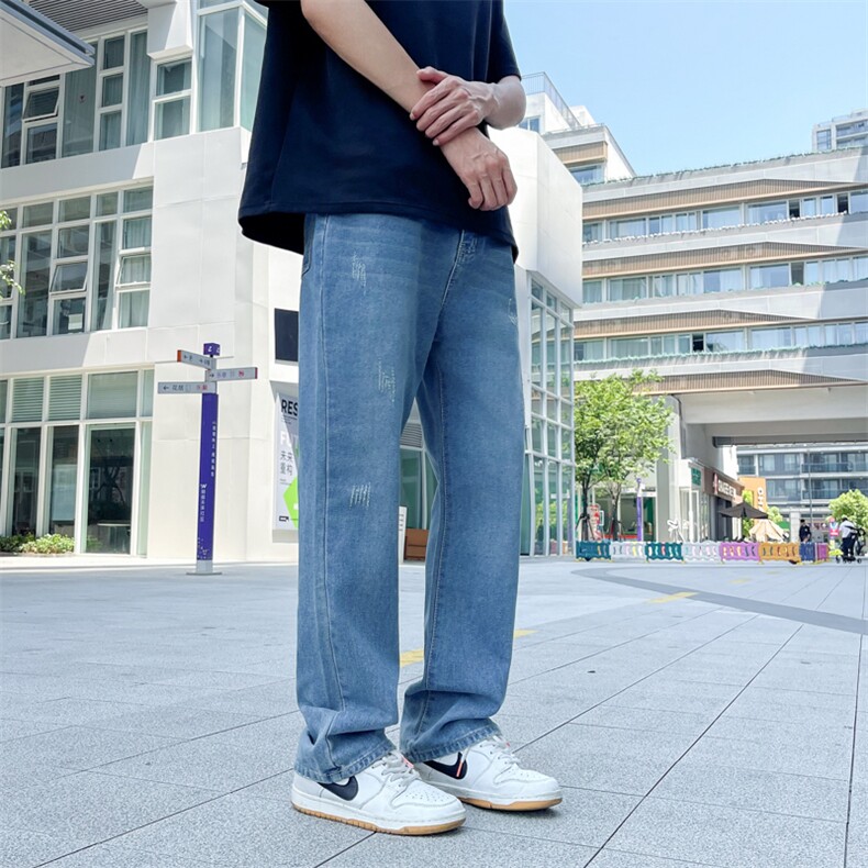 牛仔裤男美式高街vibe裤子宽松阔腿显瘦微喇裤N01167-P48,男装牛仔裤,星座308B-1