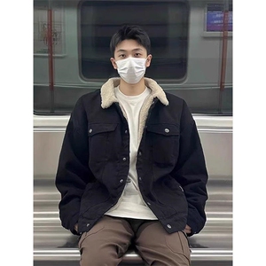 现货加绒牛仔棉服男冬季棉衣外套羊羔绒翻领夹克毛领MY1089-P110图片