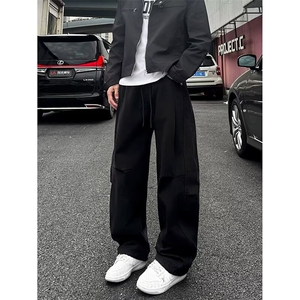 1506A/GJ790/P63廓形西裤黑色休闲裤男女直筒微喇裤子图片