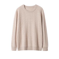 2025年秋季新款百搭七针麻花圆领羊绒衫，男装羊绒套衫，榆莲羊绒