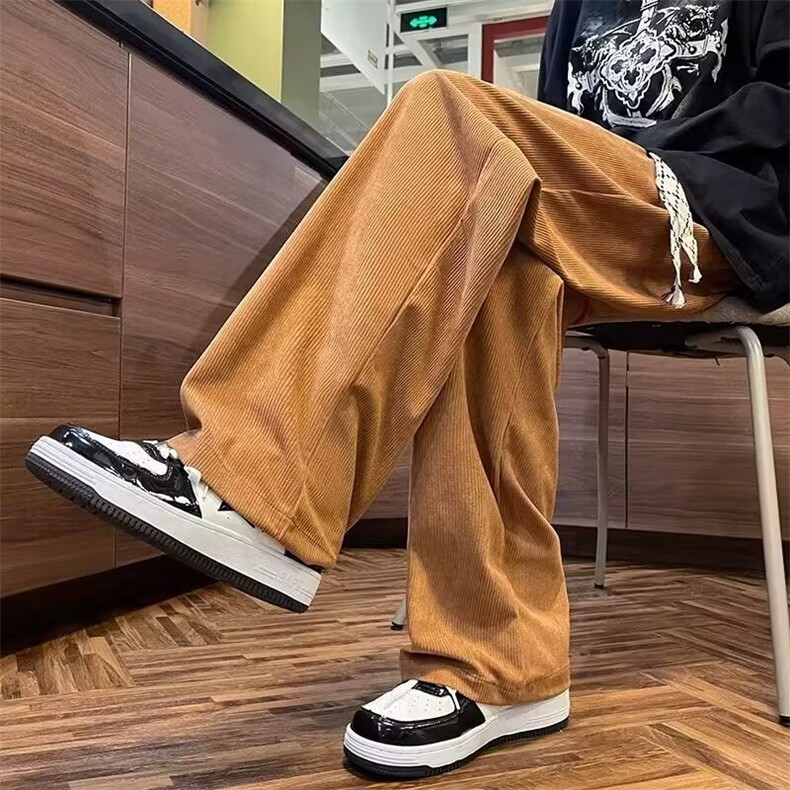 拖地阔腿裤男设计感小众肌理纹休闲裤子百搭情侣款直筒裤,男装休闲裤,星座1013