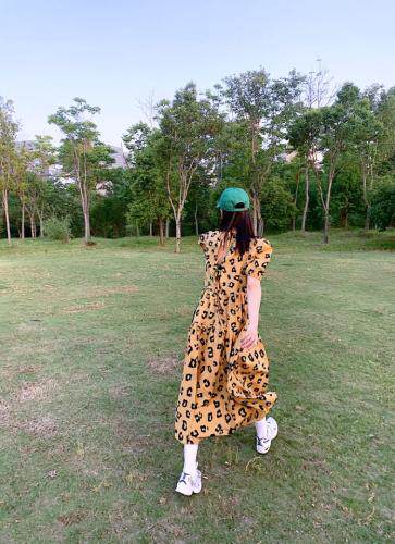 绑绳大豹点连衣裙，女装连衣裙，last name