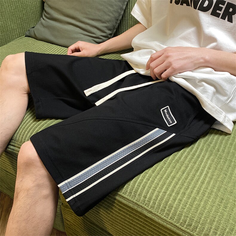 2024夏季新款港风个性撞色条纹短裤运动五分裤DK2307-P38,男装休闲裤,星座914-3