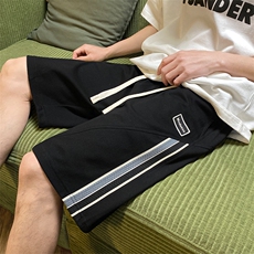 2024夏季新款港风个性撞色条纹短裤运动五分裤DK2307-P38，男装休闲裤，星座914-3
