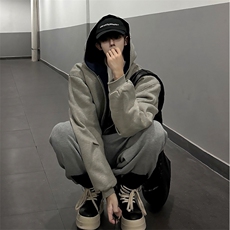 抖音得物高品质二开26春装美式重磅宽松结构双面连帽卫衣外套W68，女装短外套，电商A486