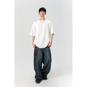 8XL-M 特大码夏季短袖冰丝皱感透气T恤男潮垂感宽松半袖DX305P45图片