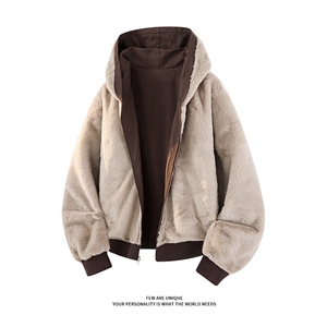 现货座山雕加绒加厚棉衣双面穿仿兔毛棉服 D54106-TP105188图片