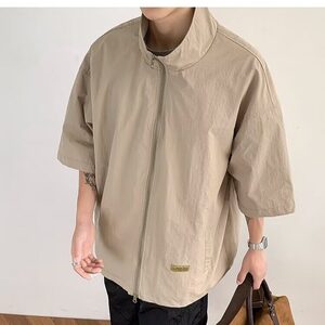夏季插兜拉链衬衫短袖男女透气运动学院风中性上衣潮CY1163-P35图片