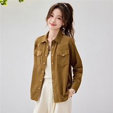 2026早春新款百搭灯芯绒衬衫外套女宽松休闲复古衬衣港风慵懒风，女装衬衫，艾米