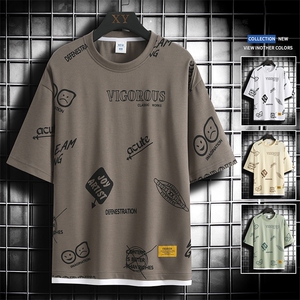 冰氧仿棉短袖网格挂拍体恤休闲百搭趣味印花男上衣TC3156-P25控48图片