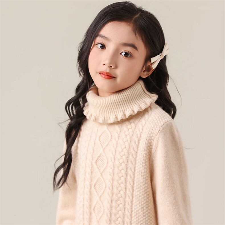 秋冬季35%保暖轻盈无压感木耳边脖套，童装儿童配饰，群鹿羊绒