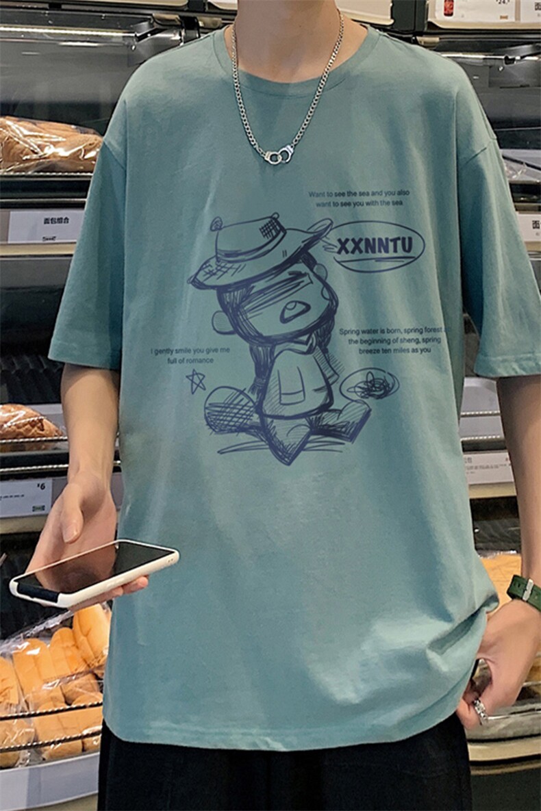！春夏新款纯棉宽松短袖T恤男士情侣体恤衫男DX24-P20,男装T恤,电商B367