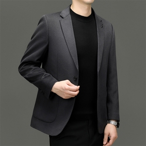 2025高端中年绵羊毛西服男秋款羊毛双面呢西服外套中老年西装