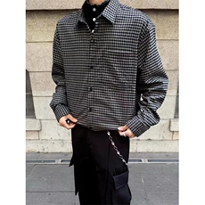 复古春夏季休闲格纹通勤长袖衬衫男百搭宽松复古慵懒衬衣CS388，男装衬衫，星座1116A（原606A-3）