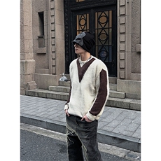自家图，马海毛v领毛衣男宽松慵懒风高级感针织衫MYC011-P75，男装针织衫/毛衣，星座1007（原301D）