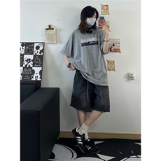 港风设计印花圆领短袖男女休闲insT恤百搭潮情侣小清新五分袖，男装T恤，星座506A