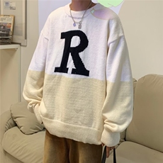 圆领毛衣男秋冬季2023新款慵懒风美式高街潮牌针织衫QM05P52，男装针织衫/毛衣，星座1116-2