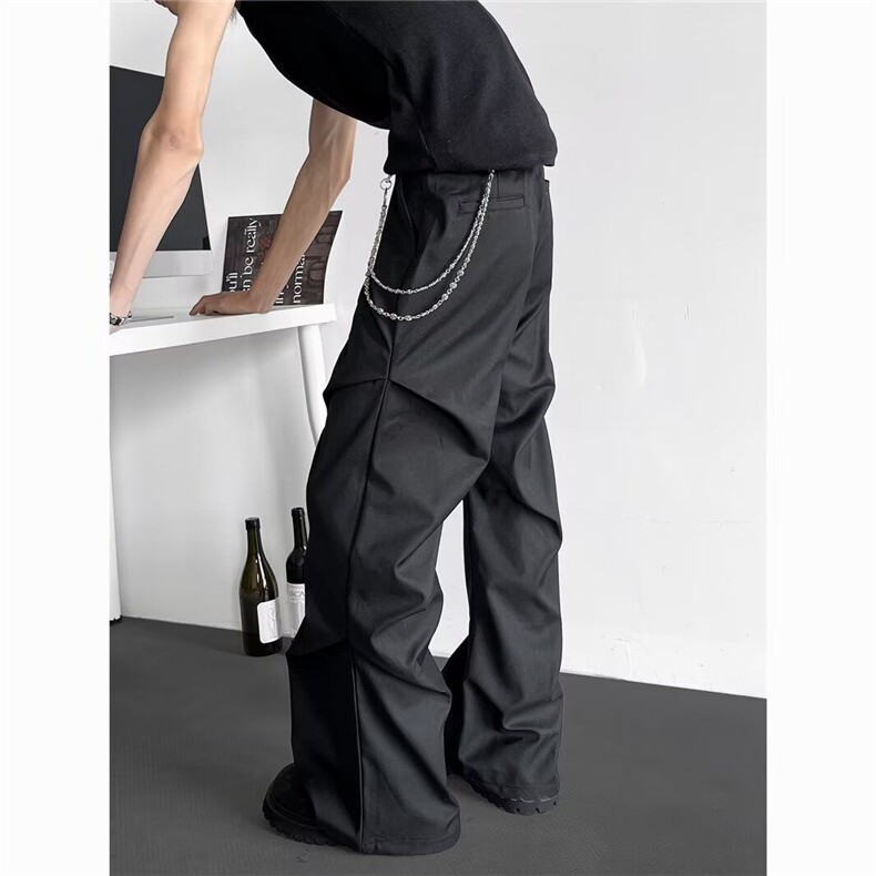 2025新款宽松休闲裤男韩版潮流百搭裤子夏季薄款坠感阔腿拖地长裤，男装休闲裤，四季星座505