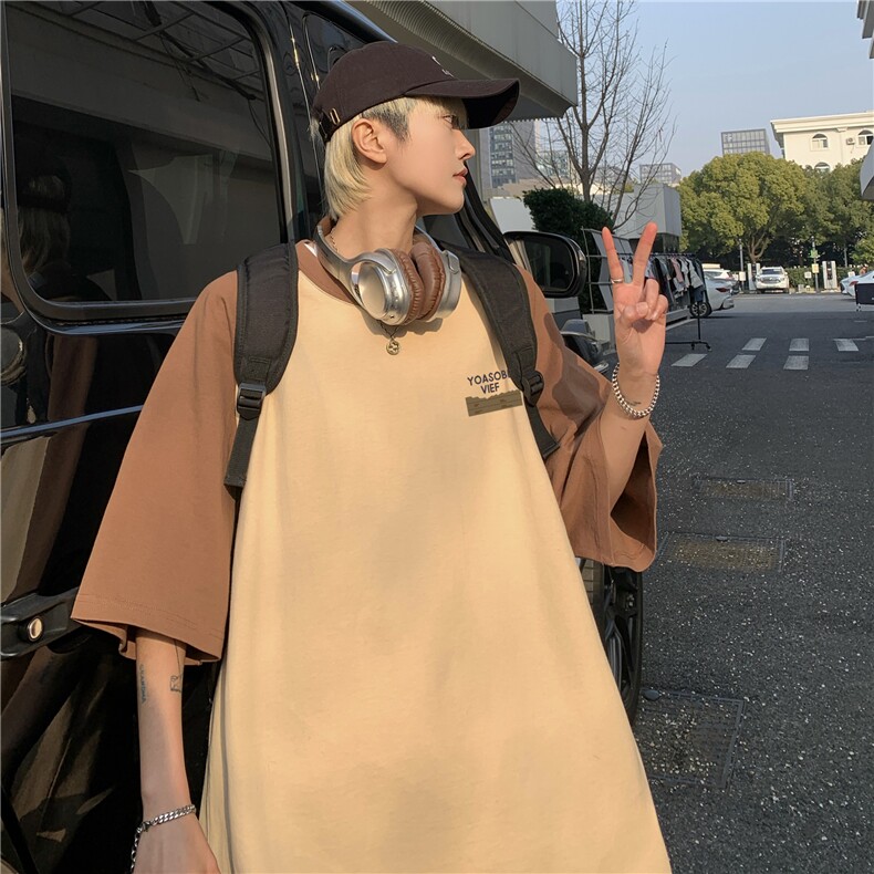 高品质230克紧密赛络纺拼接插肩袖短袖T恤落肩主推差价大视频支持,男装T恤,电商A426-1(原A430-1)