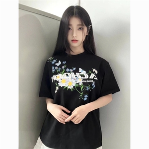 H0818-P35前后重工大刺绣休闲宽松短袖t恤男女同款图片