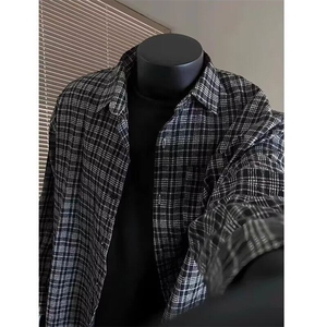 美式vintage格子衬衫男高街叠穿长袖衬衣cleanfit外套WLC400-P38图片