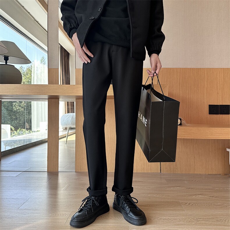 秋冬男士休闲裤轻熟韩版修身弹力男裤常规素版毛呢西裤688/P58,男装休闲裤,星座1412-2