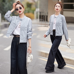 皮衣女外套短款上衣2025春秋季新款洋气显瘦小个子PU皮机车服夹克图片