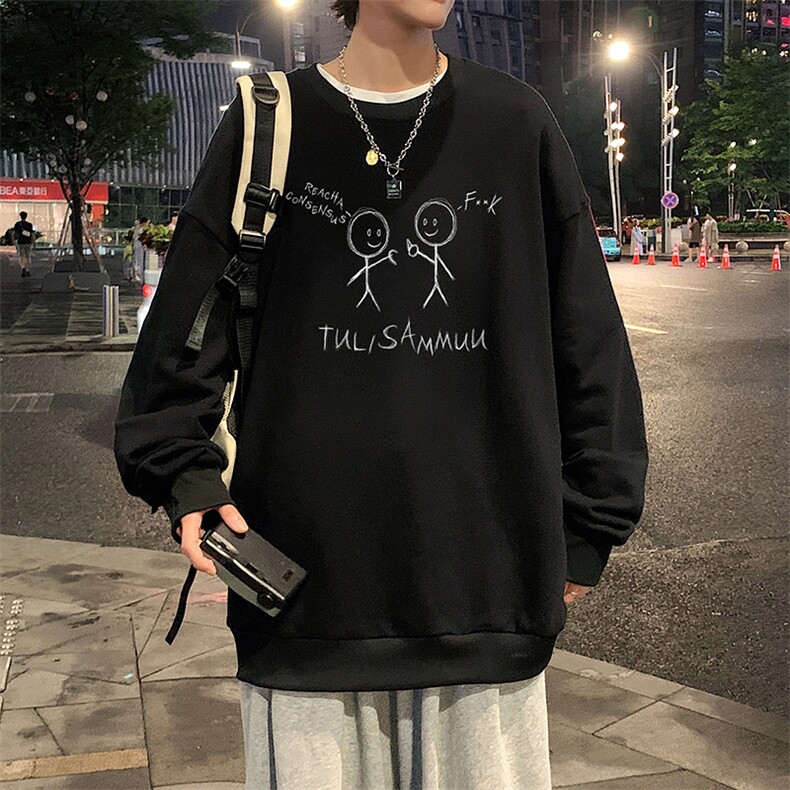 S6302-P28秋季圆领卫衣男大码韩版宽松长袖外套,男装卫衣,电商A040