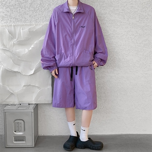 8XL-M 特大码冰丝防晒服短裤套装男户外防晒衣运动外套潮TZ102P65图片