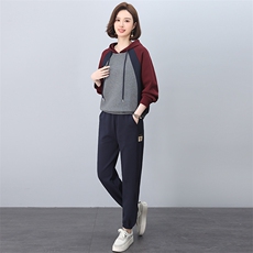 品牌专柜款春装新款韩版大码拼色两件套运动服休闲套装，女装套装/套裙，忆绮罗