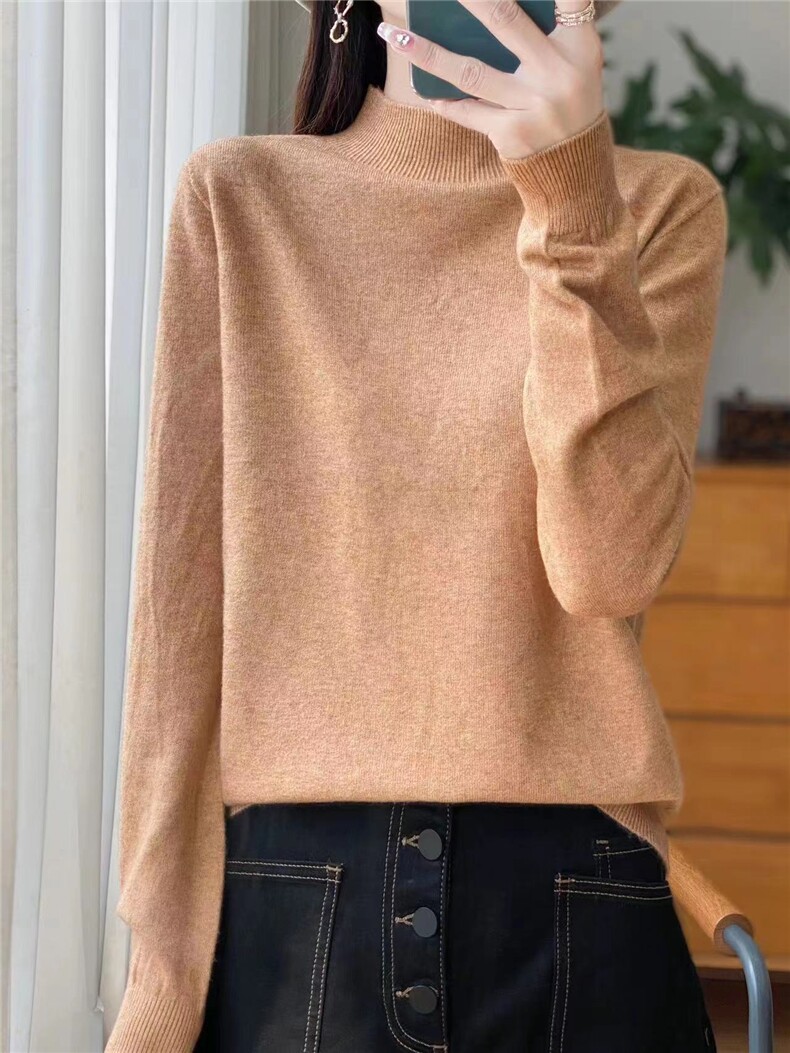 打底衫上衣女装新款2025春秋V领长袖慵懒风针织毛衣,针织衫/毛衣,众美斯特