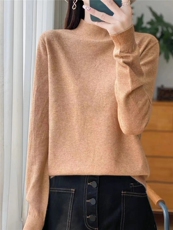 打底衫上衣女装新款2025春秋V领长袖慵懒风针织毛衣，女装针织衫/毛衣，众美斯特