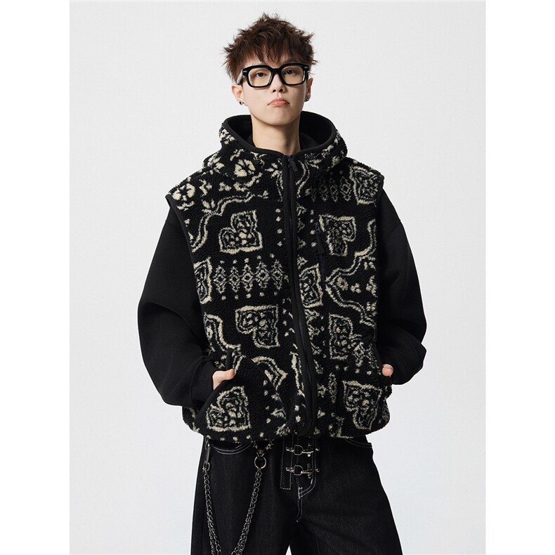 费尔岛柔肌理感摇粒绒3季可穿M-5XL大码连帽马甲男78186P98控148，男装背心/马甲，星座226-1