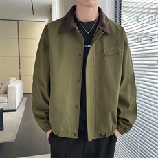 2025新款现货纯棉夹克男宽松翻领上衣外套DSA157B-J2560-P86，男装夹克，电商A157B